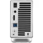 Задняя панель OWC Mercury Elite Pro Dual RAID с кнопкой питания, входом DC, портом eSATA, USB 3.1 Gen 1, переключателем режимов RAID и вентиляционными отверстиями