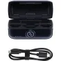 Hollyland Lark M3 Combo 4TX & 2RX wireless microphone system, open charging case with compartments and USB‑C cable
