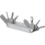 SmallRig 6388 svīnīgais foldāts multi-tool kiti, kompaktts stāls komplekts ar 2-4 mm šķērskrustu atslēguiem, platkrābu un Phillips šķērskrustiem, kameras ķēpa un lietošanas noķēru, parādīts atvērtā uz baltu laukā videogrāfiem un