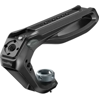 SmallRig 6143 top handle with ARRI locating mount, black anodized aluminum, ergonomic anti‑slip grip, integrated cold shoe and multiple 1/4"-20 mounting holes