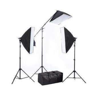 Fluorescent - BRESSER BR-2240 3x 125W 3x 50x70cm Daylight set w boom 1350W - buy today in store and with delivery