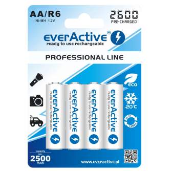 Vairs neražo - EverActive AA R6 2600 mAh lādējamās baterijas ready to use 4BL