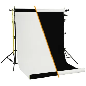 Backgrounds and supports - Black/White vinyl background roll with tripod set rent