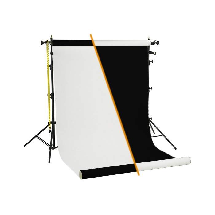 Backgrounds and supports - Black/White vinyl background roll with tripod set rent