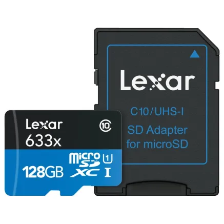 LEXAR 633X MICROSDHC/SDXC W/ADAP (V30) R95/W45 128GB
