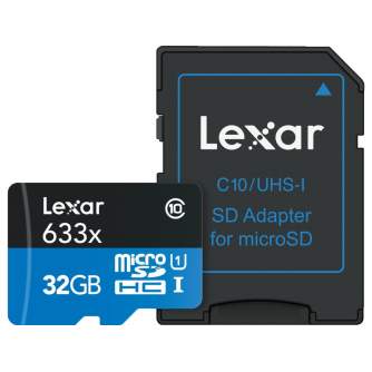 Vairs neražo - LEXAR 32GB 633X MICROSDHC UHS-I HS WITH ADAPTER
