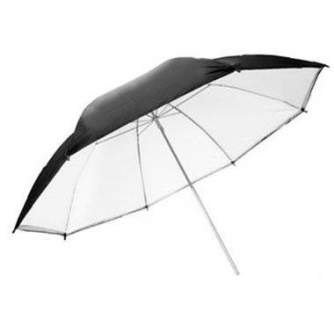 Umbrellas - Falcon Eyes Jumbo Umbrella URN-T86TSB1 Transparent White + Silver/Black Cover 216 cm - quick order from manufacturer