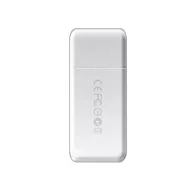 White TRANSCEND TS-RDF5 USB 3.0 flash card reader with LED indicator, supporting SDHC/SDXC and microSDHC/SDXC cards, compact design for fast data transferWhite TRANSCEND TS-RDF5 USB 3.0 flash card reader with LED indicator, supporting SDHC/SDXC and microSDHC/SDXC cards, compact design for fast data transfer