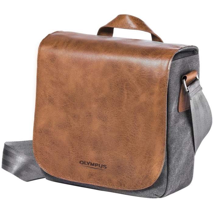 Camera Bags - OLYMPUS Mini Messenger Bag for Camera LEATHER AND CANVAS - quick order from manufacturer