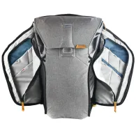 Peak Design Everyday Backpack 20L V2 Charcoal – open view showing FlexFold dividers, laptop/tablet sleeve, weatherproof side zips, and organized internal compartments for pro gearPeak Design Everyday Backpack 20L V2 Charcoal – open view showing FlexFold dividers, laptop/tablet sleeve, weatherproof side zips, and organized internal compartments for pro gear
