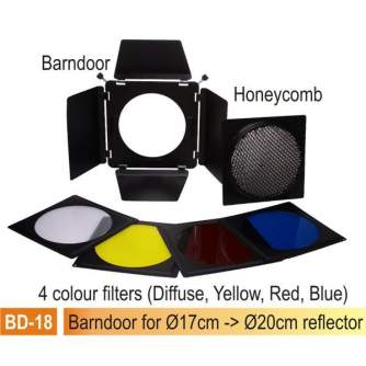 Barndoors Snoots & Grids - Falcon Eyes Honeycomb Grid + 4 Color Filters SSA-HC for SS Series - quick order from manufacturer
