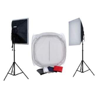 Предметные столики - Falcon Eyes Product Photo- Set with 75x75x75 Photo Tent with Lighting 1600W - быстрый заказ от производител