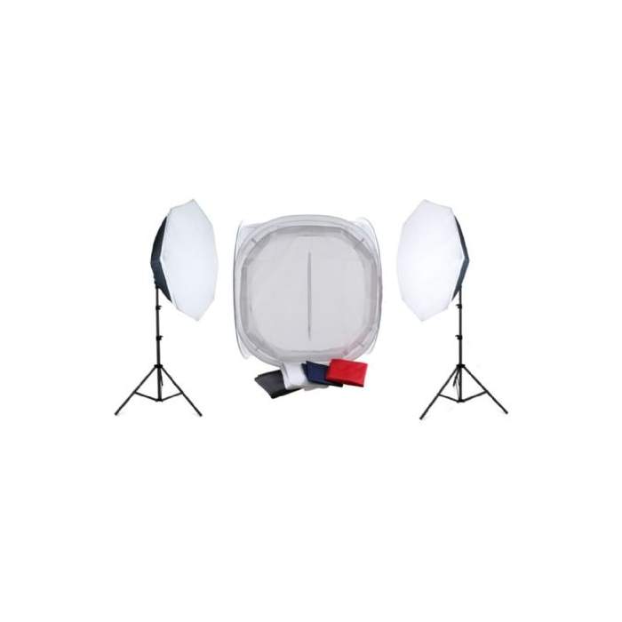 Предметные столики - Falcon Eyes Product Photo- Set with 120x120x120 Photo Tent and Lighting 2200W - быстрый заказ от производит