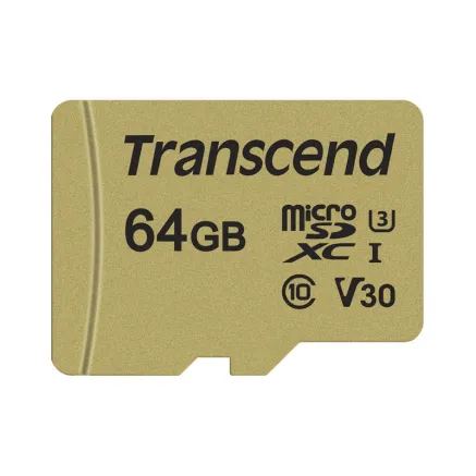TRANSCEND 64GB UHS-I U3 GOLD MICROSD W. ADAPT