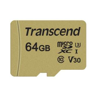 Карты памяти - TRANSCEND GOLD 500S MICROSD W/ADP (V30) R95/W60 64GB - быстрый заказ от производителя