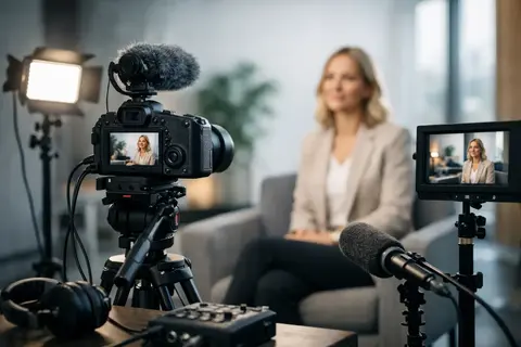 Uzņēmuma intervijas video aprīkojuma piemērs