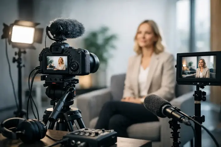Uzņēmuma intervijas video aprīkojuma piemērs